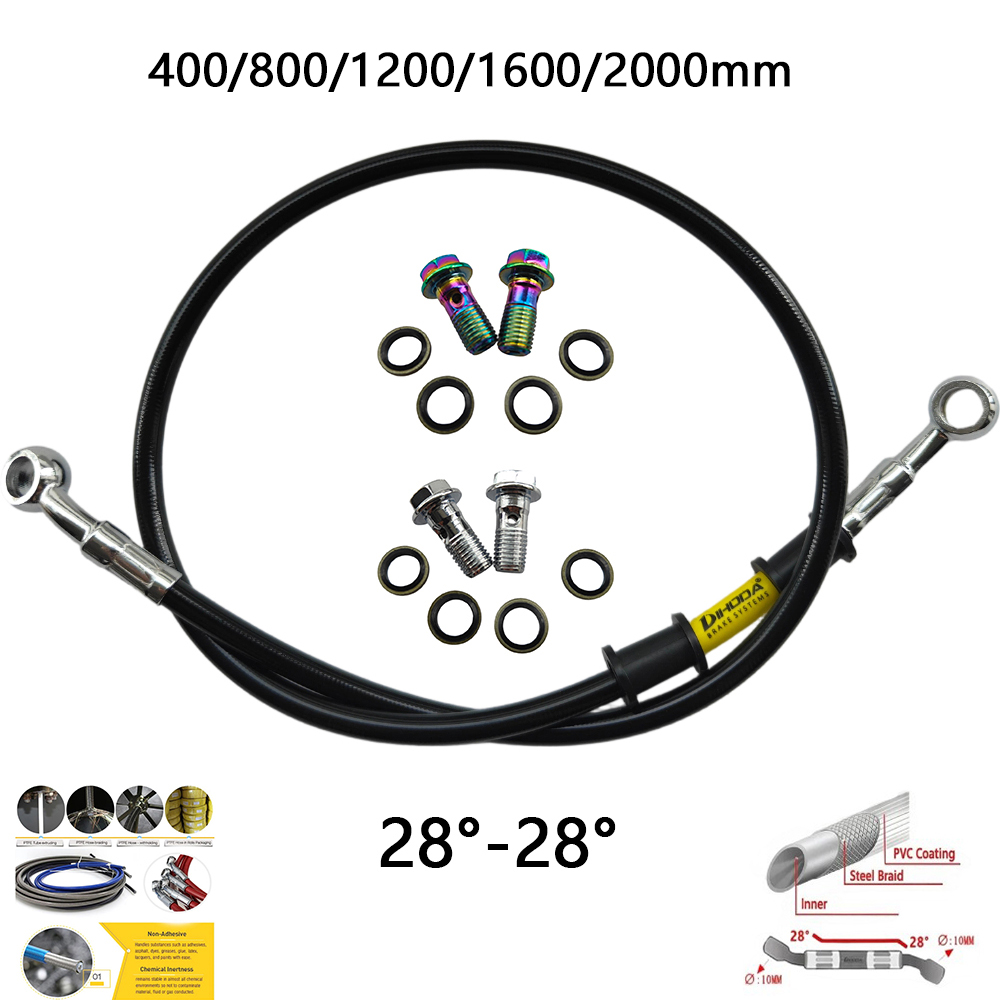 28°-28° Black Braided Stainles - Brake Line Motorcycle ulasan dan harga