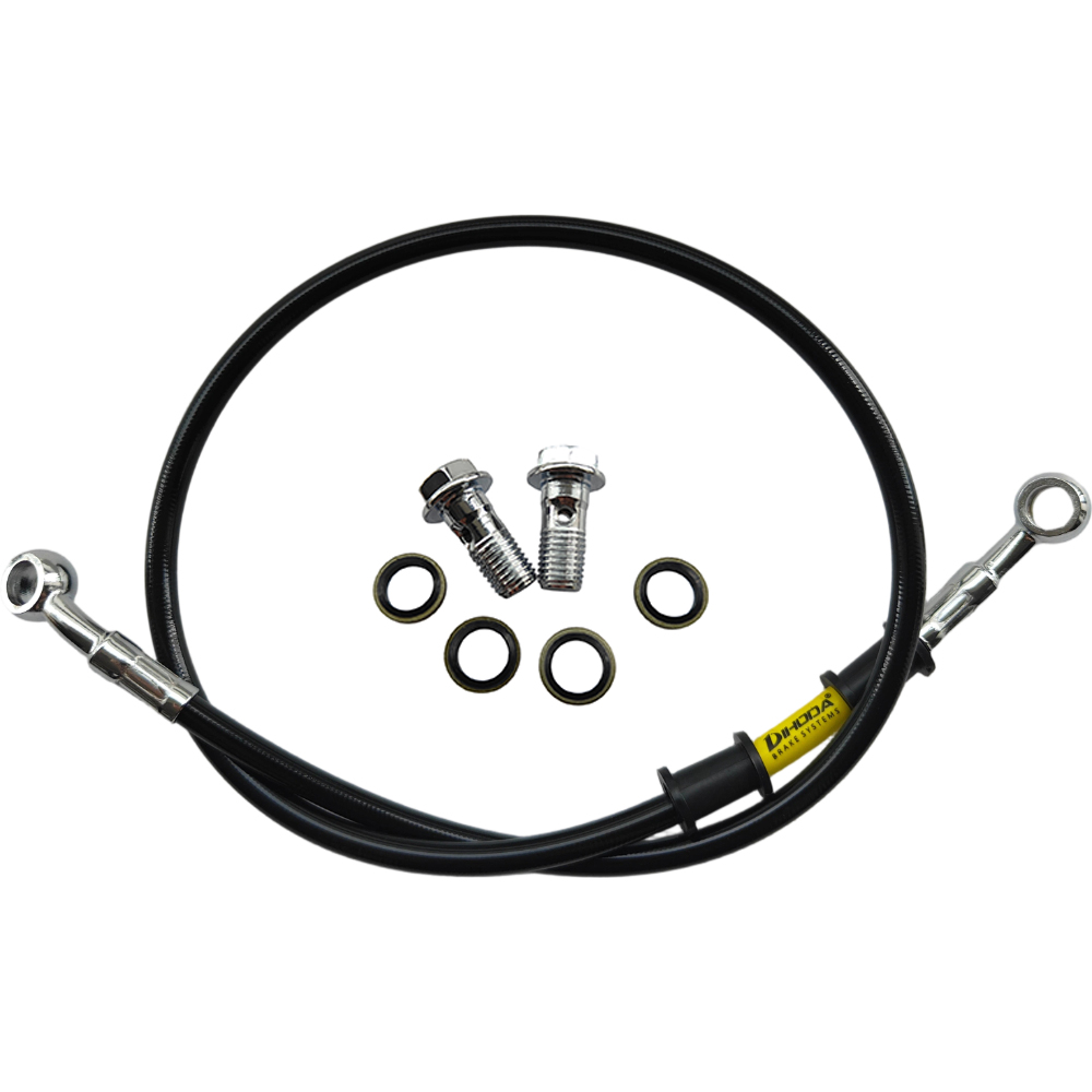 28°-28° Black Braided Stainles - Brake Line Motorcycle ulasan dan harga